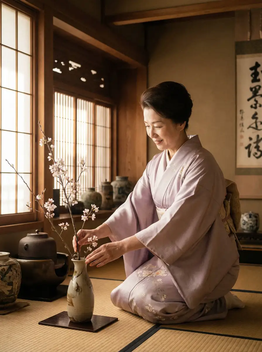 一位优雅的 里番动漫 - 精选作品精选，更新内容持续整理 在和室中插花